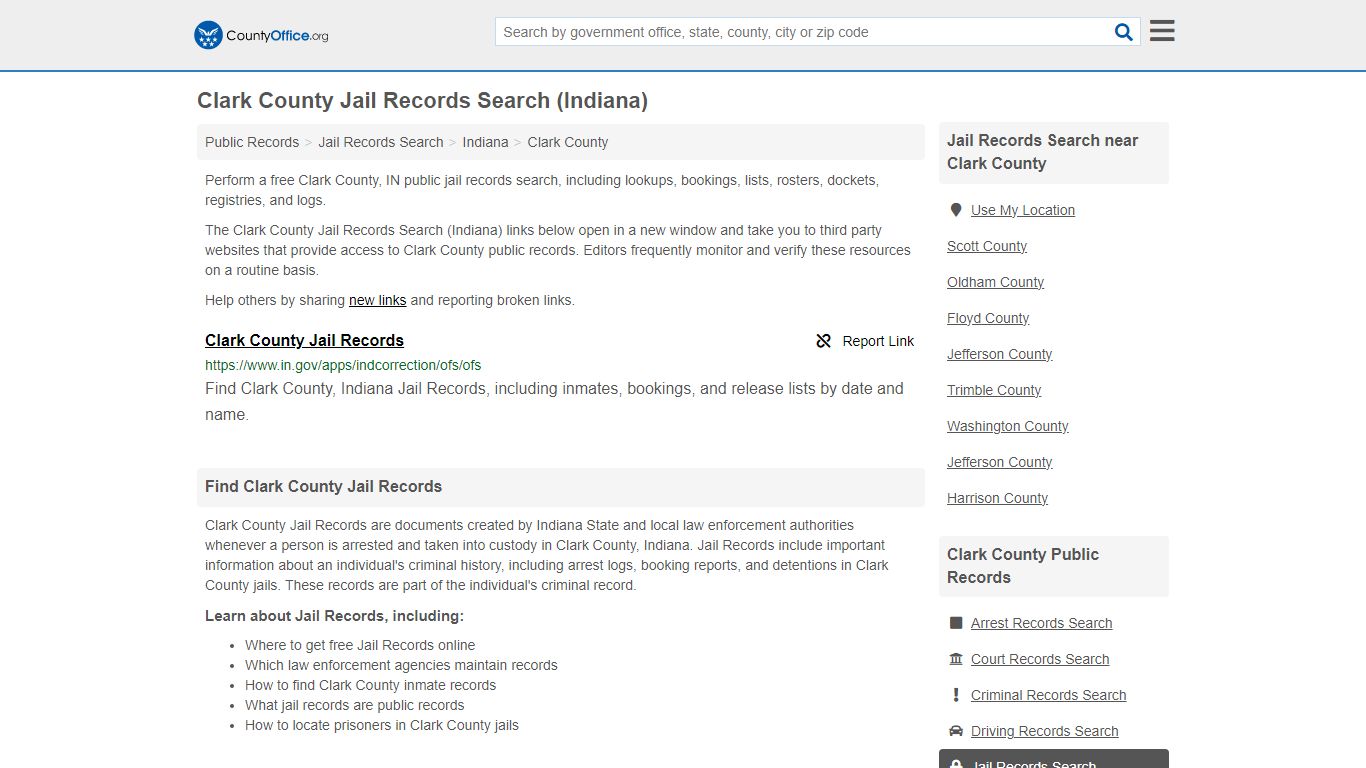 Clark County Jail Records Search (Indiana) - County Office